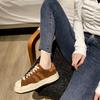 Dissolved shoes women's 2025 new shell head round head low-top casual board shoes color matching thick-soled leather casual women's shoes