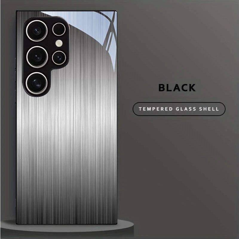 Advanced Fashion Black Brushed Glass Phone Case Suitable for Samsung Galaxy S26 S25 S24 S23 S22 S21 S20 FE/Ultra/Plus Anti Drop