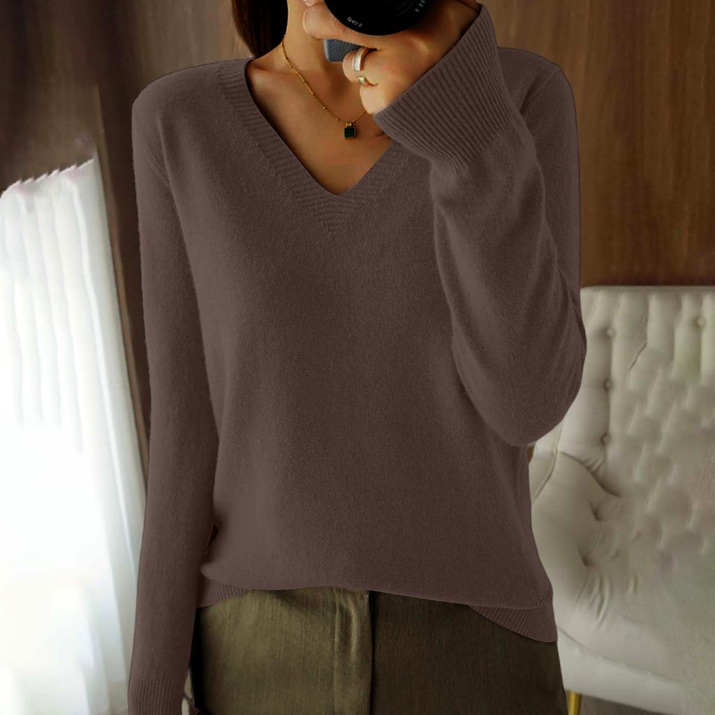 Sweaters for Women V Neck Long Sleeve Knit Pullover Womens Sweaters Oversized Sweaters for Women Fall Sweaters for Women