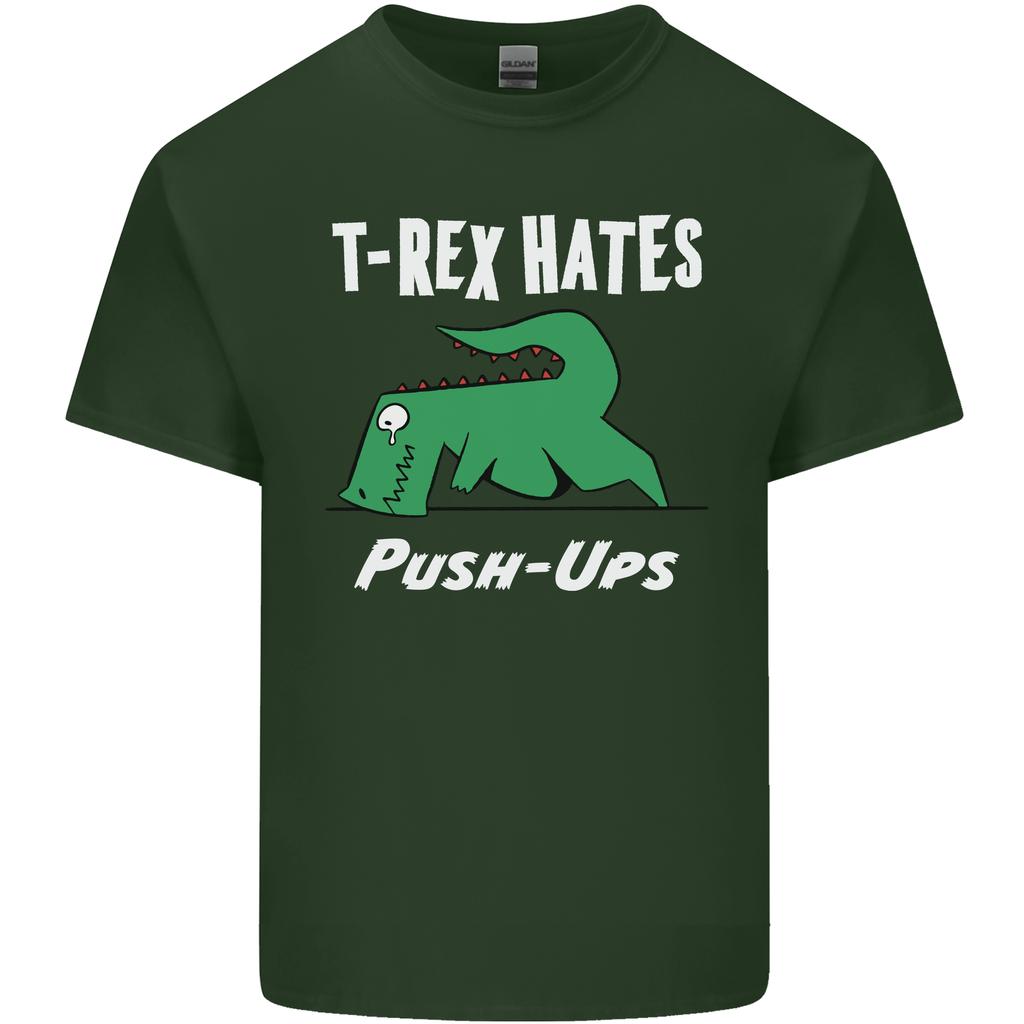 TRex Hasst Liegestütze Fitnessstudio Lustige Dinosaurier Unisex Leichtes Baumwoll-T-Shirt