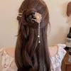 Legierung Haarnadel Quaste Blume Dutt Werkzeug Hochsteckfrisuren Kopfschmuck Vintage U-förmige Haarnadeln für Damen