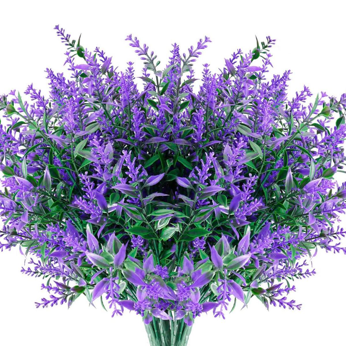 

12PCS Artificial Plants Lavender Wedding Bridal Vase for Home Christmas Wreath Crafts Outdoor Garden Window Sill Decoration