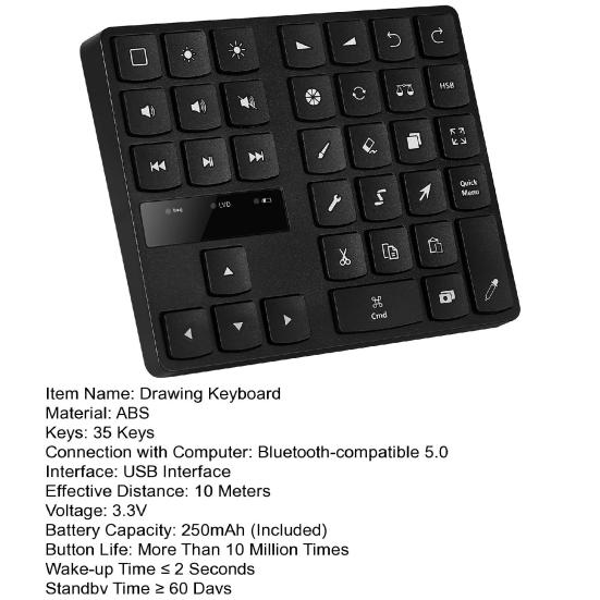 35 Keys Drawing Rechargeable Fast Charging Mini Numpad Long Standby Time Portable Bluetooth-compatible