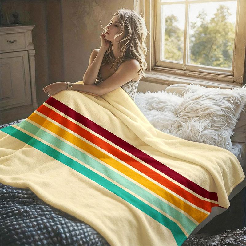 Retro Vertikale Streifen Flanell Decke Warm Weich Halloween Weihnachten Dekorativ Sofa Warm Gemütlich Ganzjahres Geschenk