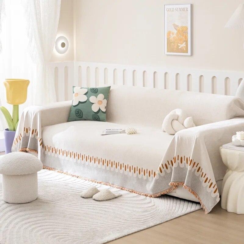 Nordic Tassel Throw Blanket Single Full Four Season Cotton Sofa Cover Dust Anti-cat Scratch Protection Cover Sofa Blanket Carpet