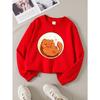 European sizes Kids' Sweatshirts, Girls' Autumn Winter Cute Cat Starry Background Print Long Sleeve Round Neck Sweatshirt, Casual Daily Wear.