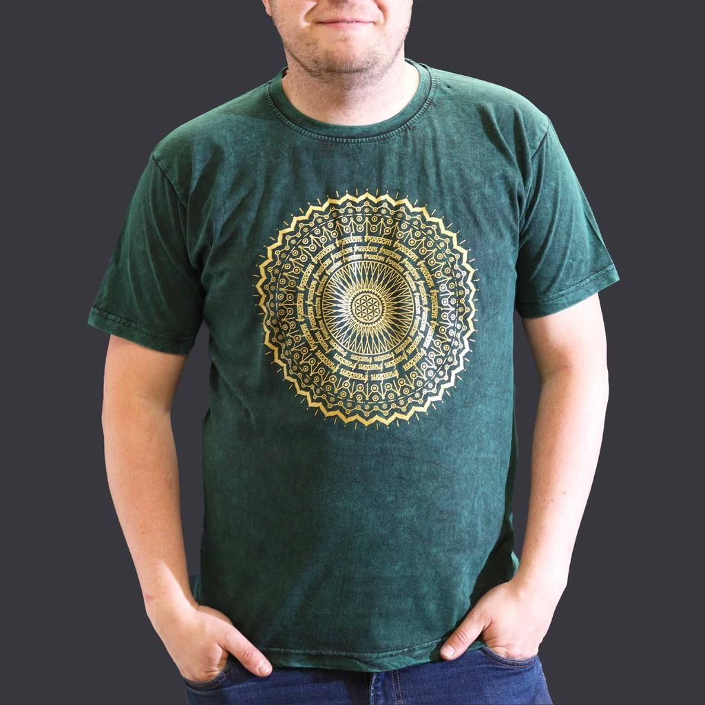T Shirt Stone Washed Mandala Green XL