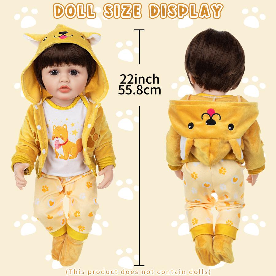 22-Inch Reborn Doll Clothes - Animal Cartoon Series Baby Soft Glue Outfit (55CM)