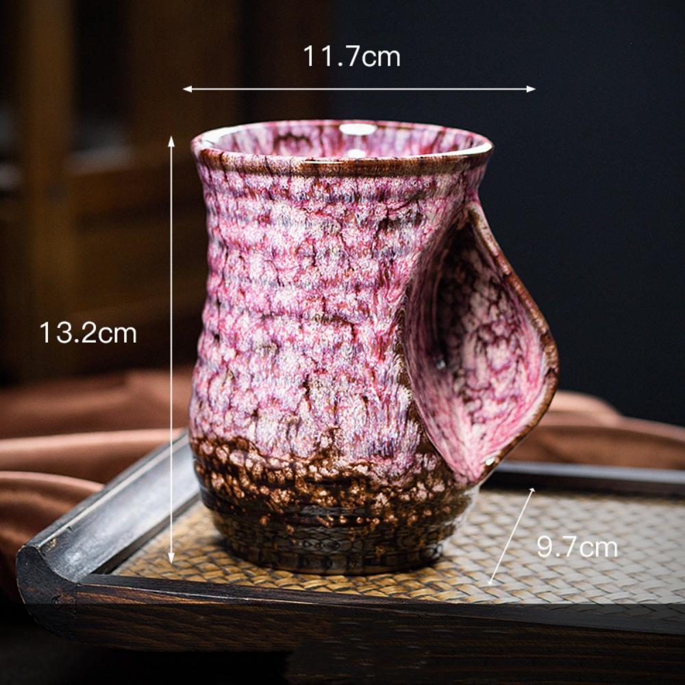 560ml Creative Ceramic Coffee Cup Colorful Warm Hand Mug Kiln Changed Pottery Tea Pot