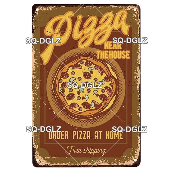 Vintage Metal Tin Sign Pizza Party Wall Decor Retro Kitchen Cafe Bar Home Plaque