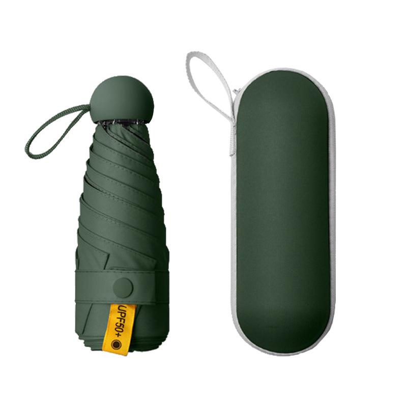 Lätt UV-skyddande Kapselparaply - Bärbart Dubbelanvändningssolskydd för Kvinnor, Soliga och Regniga Dagar