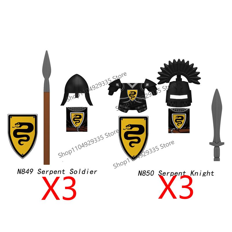 Medieval Castle Figure Building Blocks Crow Serpent Soldier Greek Roman Crusader Knights Templar Compatible Bricks Toys Gift Z03