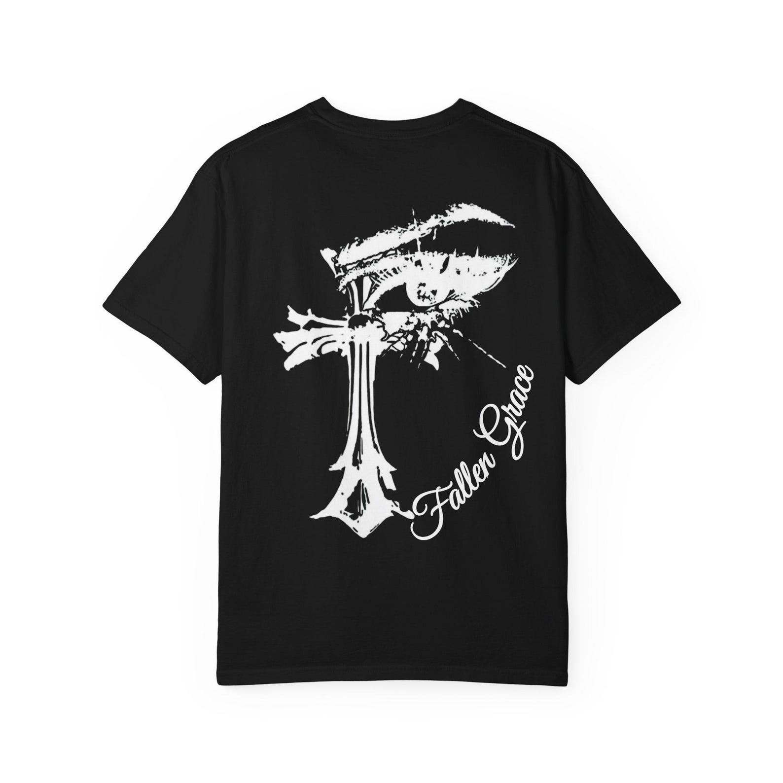Fallen Grace Gothic Cross Eye T-Shirt, Dark Streetwear, Angel Art Tee 2XL