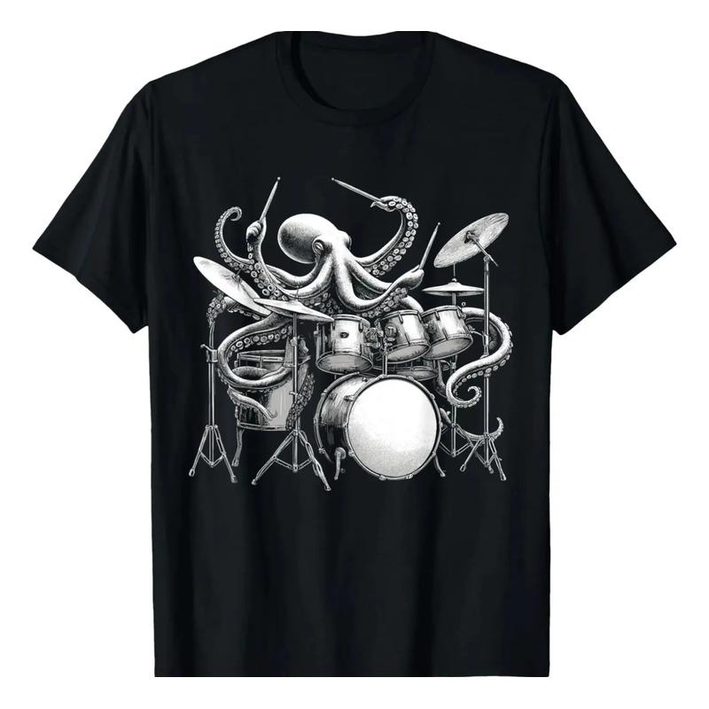 Camiseta De Baterista Retr? Octopus Playing Drums S