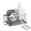 Kiranic Sponge Holder, Sponge Rack with Two Movable Dividers, Stainless Steel, Rust-Resistant, Bottle Holder, Detergent Holder, Scrubber Holder, Spong
