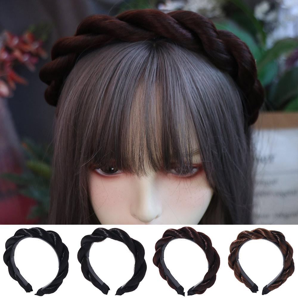 Non-slip French Princess Headband Headwear Synthetic Headband Wigs Twist Braided Hair Bands Party