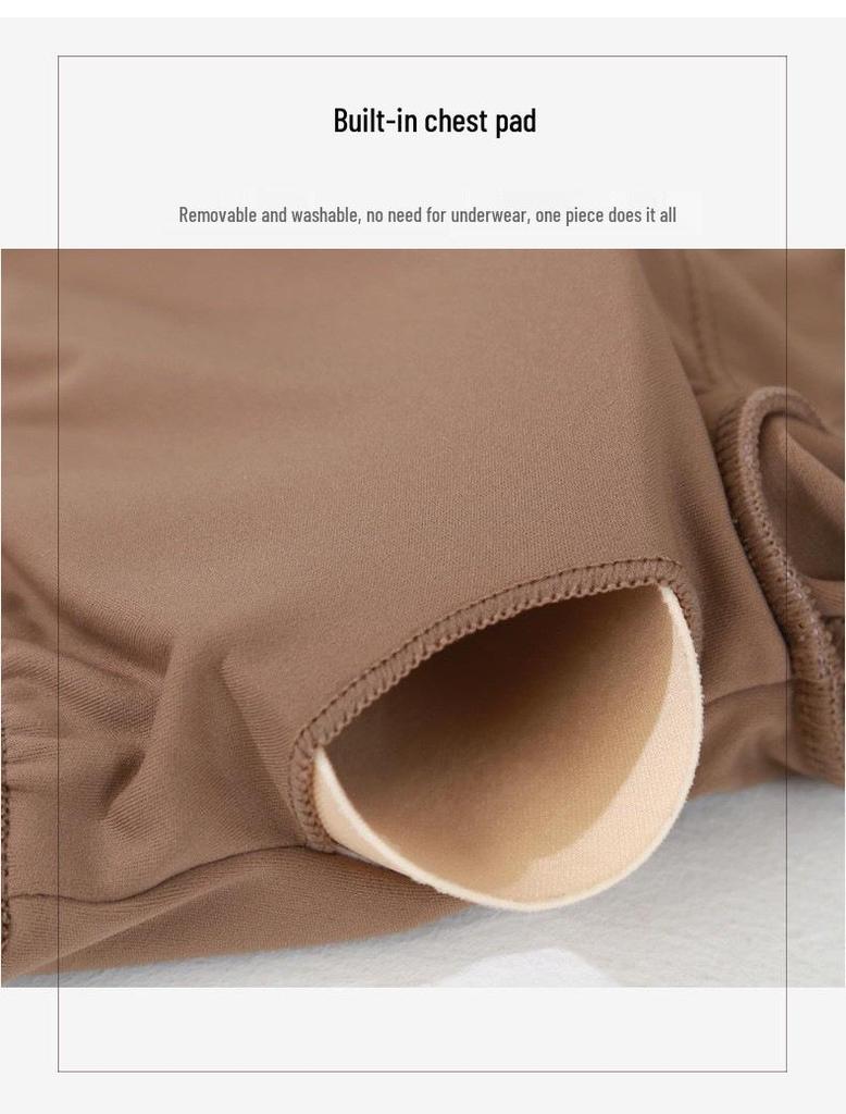 Damen Schnelltrocknendes Fitness-Set: Fake Zweiteiler mit Brustpolstern, Enganliegend, Kurzärmelig, Atmungsaktives Sportoberteil.