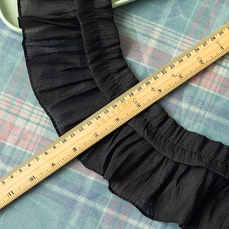 1Meter Black Lace Fabrics For Sewing Clothes Pleated Ribbons Diy Crafts Supplies Party Dress Needlework Decorative Trimmings
