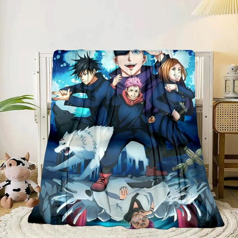 Jujutsu Curse Battle Blanket Flannel Blanket for bed, sofa, Camping, Hiking, Picnic Essentials, gift for family Fan gifts