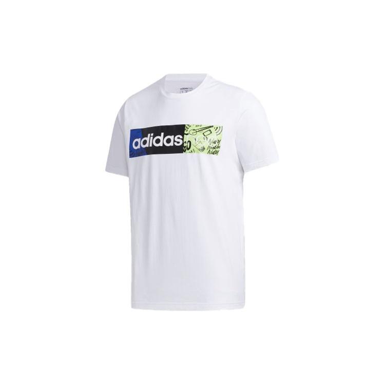 adidas neo Contrasting Colors Logo Printing Sports Short Sleeve White Men s GJ8896 XXL