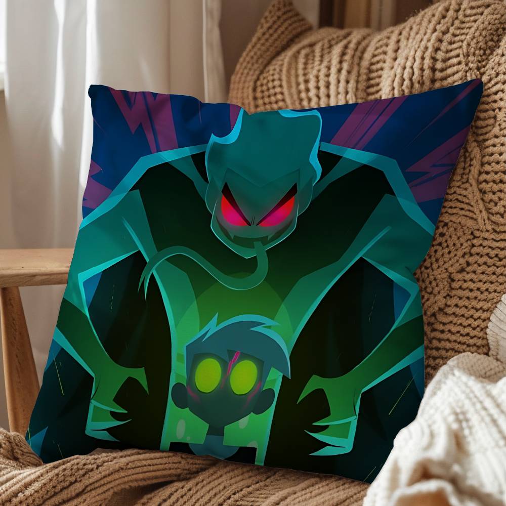 Invincible Danny Dani Phantom Pillow Case Square Double-Sided Printing Short Plush Sofa Cushion Cover Bedroom Bedside Pillow