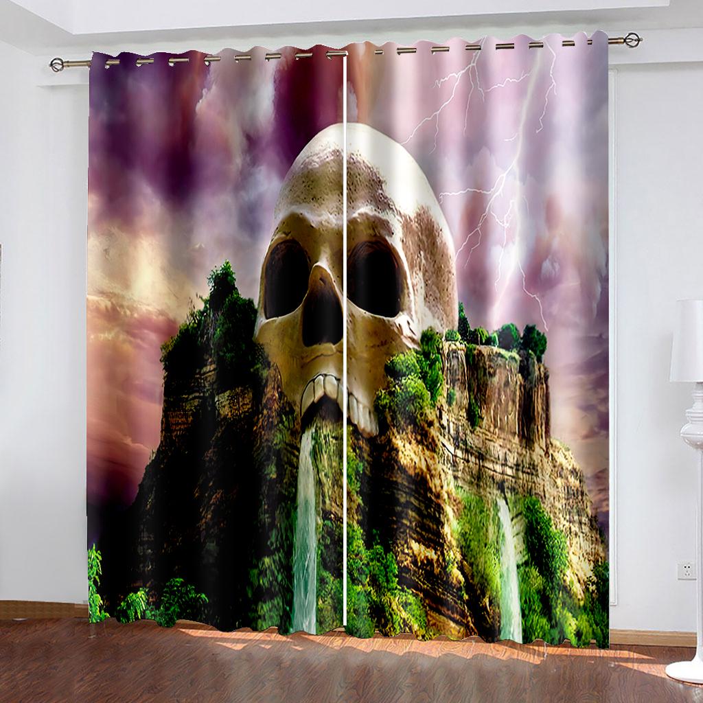 Tomb Forest Shading Window Drapes for Bedroom Living Room Halloween Decor Curtains Insulation Polyester Decor Boys Girls Gifts