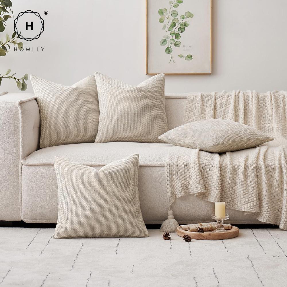 HOMLLY Sadii Teksturowana Poszewka na Poduszkę Dekoracyjną z Chenille (45 x 45 cm) X2SZT