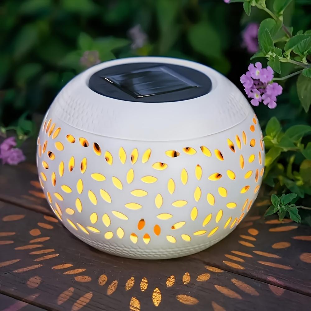 White outdoor solar lamp, openwork design, stylish and simple, high-quality LED, tabletop decorative lamp