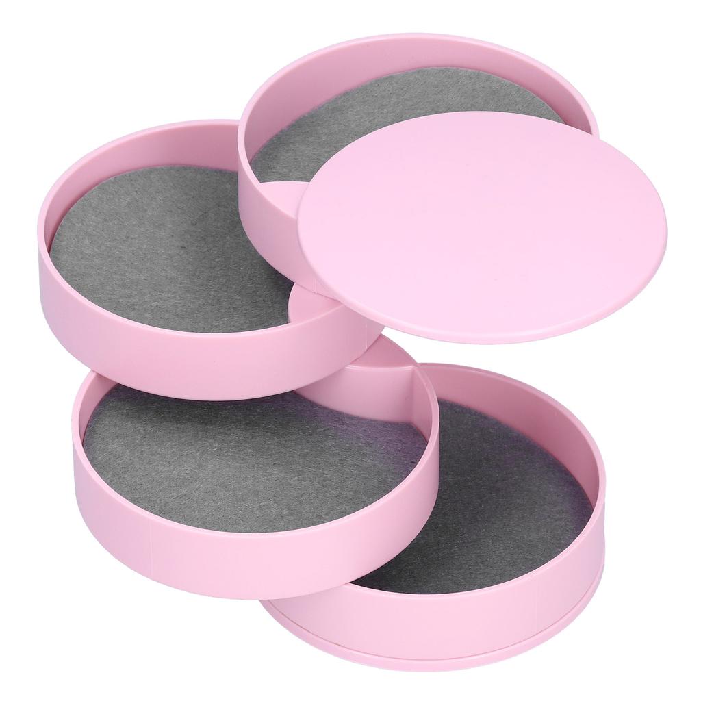 Mehrschichtige Schmuckschatulle Staubdichter Drehbarer Aufbewahrungsbehälter Organizer für Ornamente(Rosa 4-lagig)