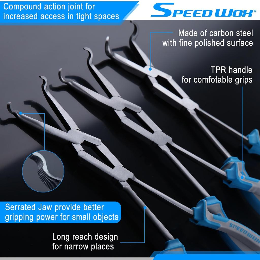 SPEEDWOX Hose Pliers Set of 3 Hose Clamp Pliers Long Mechanic Pliers Long Pliers Long Hose Gripper Long Nose Hose Clamp Pliers Long Nose Hose Pliers