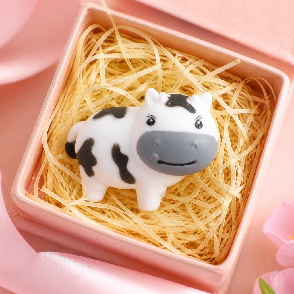 Soft Squeeze Cow Stress Relief Toy Durable PU Foam Material Cute Animal Shape for Sensory Play and Hand Exercise