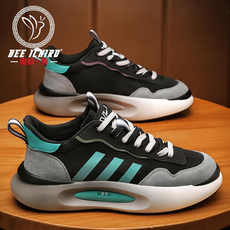 Retro Men's Shoes Leather Mesh Casual Matte Lightweight Spring and Summer Running Dad Sneakers