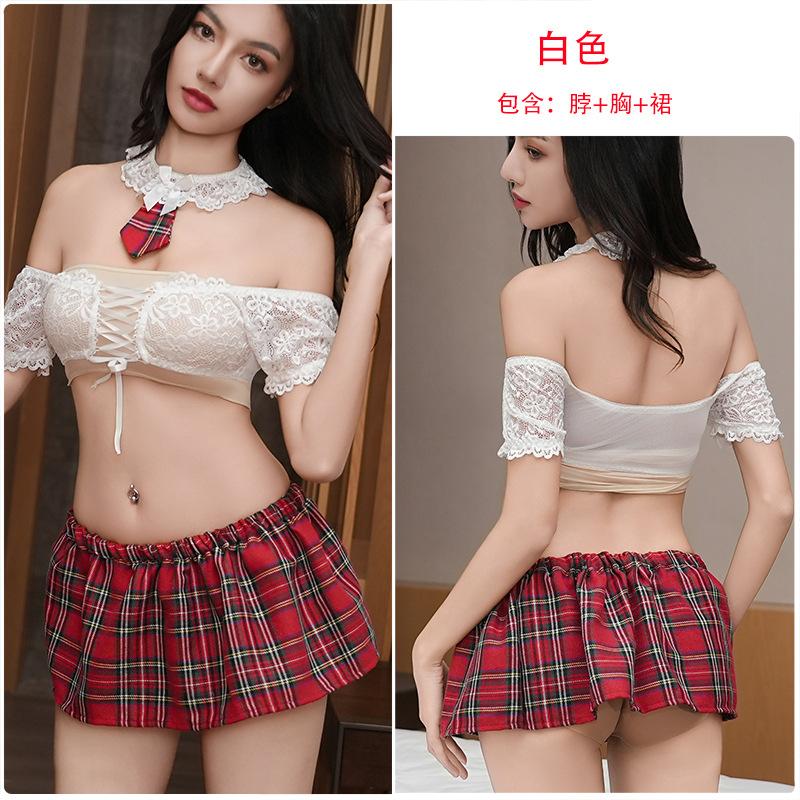 Night concubine sexy underwear lace transparent student uniform female hair