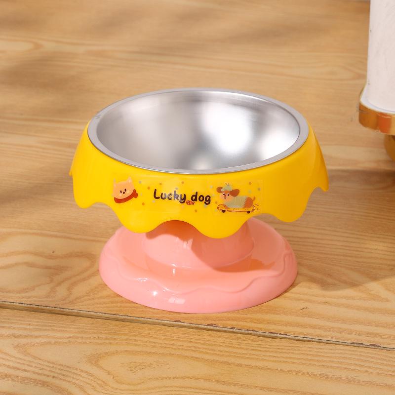 Douyin Pet Stainless Steel Cat Bowl, Dopamine Color, Non-Slip Dog Ice Cream Bowl, Neck Protection Feeding Utensils.
