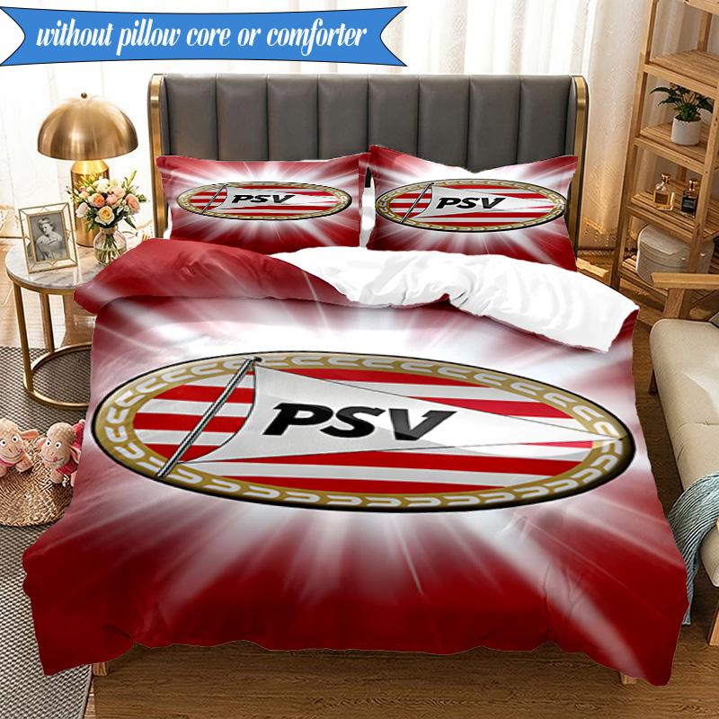 PSV Eindhoven Wappen 3-teilige Bettwäsche, inklusive 1 Bettbezug und 2 Kissenbezügen. Perfekt für Weihnachten, ideal für Schlafzimmer, Wohnheim