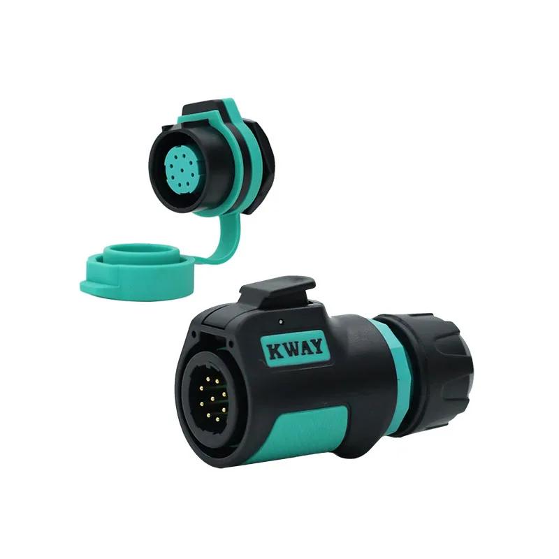 KWAY K20 Bulkhead Connector M20 Industrial 2 3 4 5 7 9 12Pin Soldering 12V Male Plug Female Socket Panel Mount Waterproof IP68