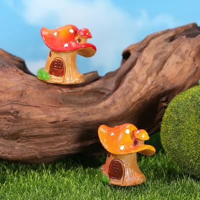 Micro Landscape Ornaments Resin Mushroom House Fairy Garden Miniature Village Cottage for Succulents Bonsai Moss Terrarium Plant Pots Fish Tank Decor