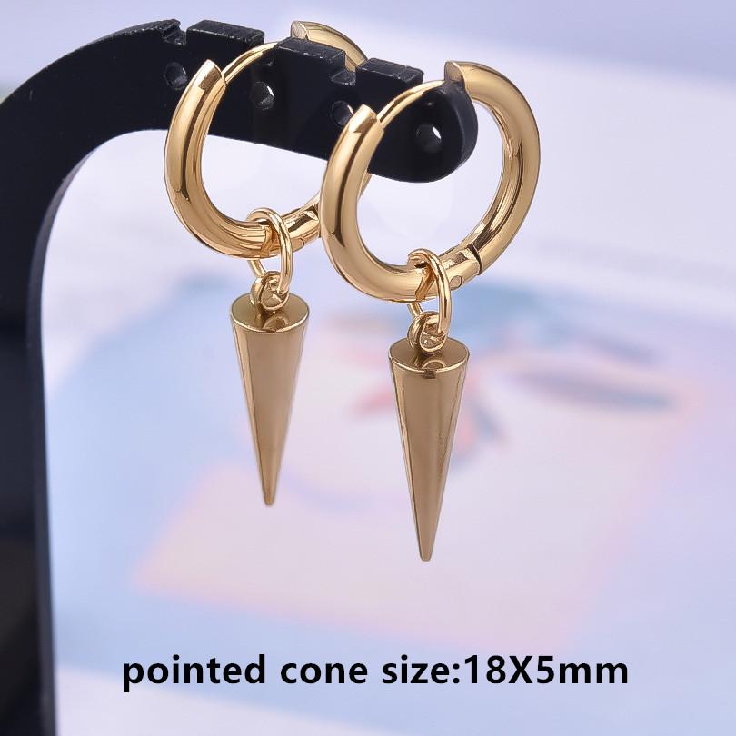 Nicht verblassend Unterschiedliche Länge Spitzkegel Hängeohrringe Edelstahl Runde Creolen für Damen Herren Schmuck Ohrpiercing Geschenk