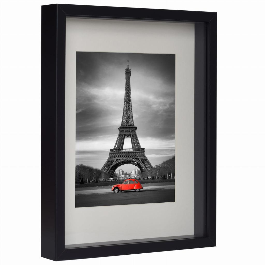 Ramka 3D Box   Głęboka Na Zdjęcie Pamiątki Bukiety 28X35Cm ( 20X25 ) Czarna Z Passe-Partout