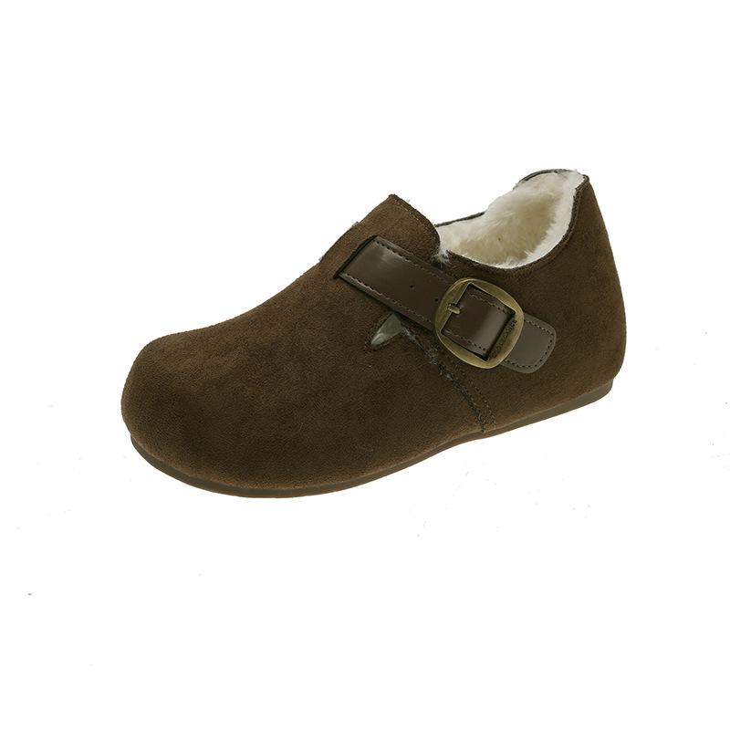 New autumn and winter fluffy shoes for women, velvet Birkenstocks, lamb velvet bean shoes, warm cotton shoes