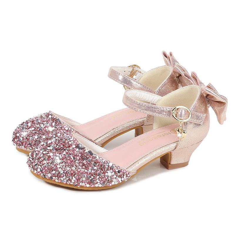Girls' Silver High Heel Princess Sandals - Wear-Resistant, Summer Korean Style, Perfect for Little Girl Performances