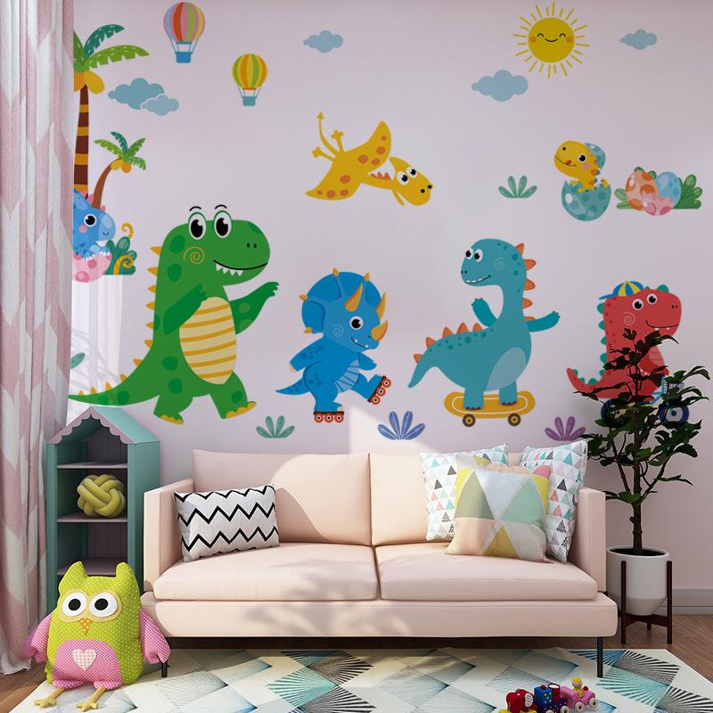 Dinosaurierpark Wandaufkleber für Kinder, Cartoon Tier Wandtattoos, Kinderzimmer Schlafzimmer Heimdekor Abnehmbare Wandkunst