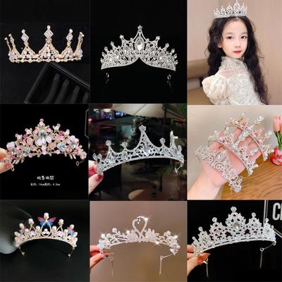 Children'S Crown Girl Crystal Crown Headgear Korean Fairy Princess Style Temperament Dress Accessories Crown Hair Accessories