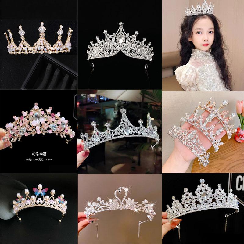 Children'S Crown Girl Crystal Crown Headgear Korean Fairy Princess Style Temperament Dress Accessories Crown Hair Accessories