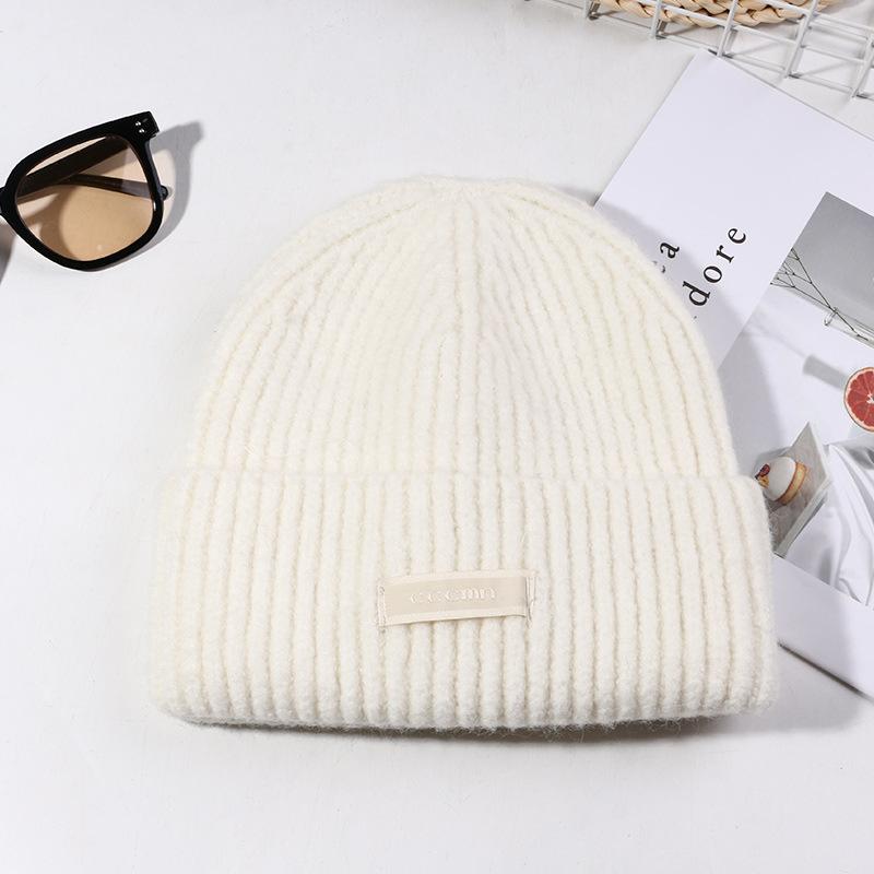 

Autumn and Winter Hat Women s Letter Patch Ear Protection Woolen Hat Outdoor Warm and Cold Proof Knitted Hat Fashionable Face Small Cold Hat for Men M（56-58cm）