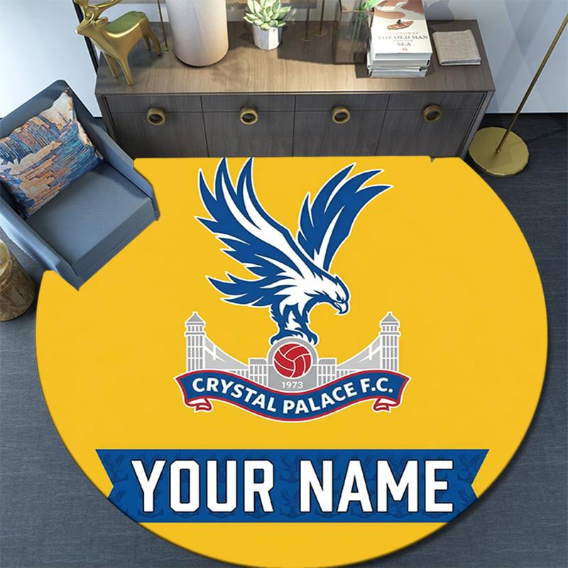 Custom Name Crystal Palace F.C.2 Round Area Rug,Carpet Rug for Living Room Bedroom Sofa Playroom Decor,Non-slip Floor Mat