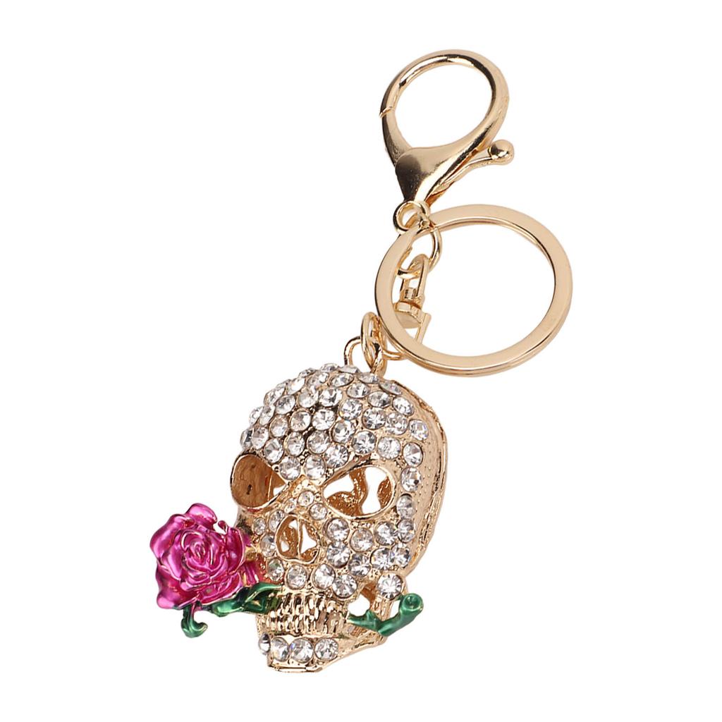 Skull Keychain Death   Flower Skull Car Keychain with Key Rings Hook Cool Keychain for Car Pendant Handbag Decor