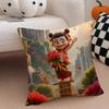 Chinese Anim Nezha Cushion Cover Throw Pillow Cover Hidden Button Durable Polyester Chair Cushion