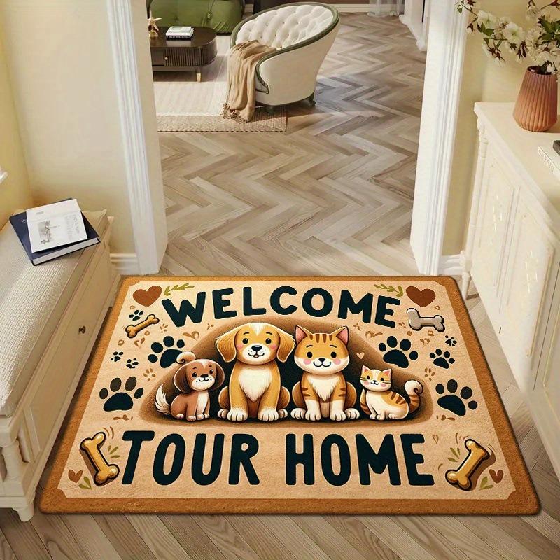 Cute Dog Welcome Doormat Adorable Puppy Design Pet Lover Floor Mat for Cozy Home Entryway Decor