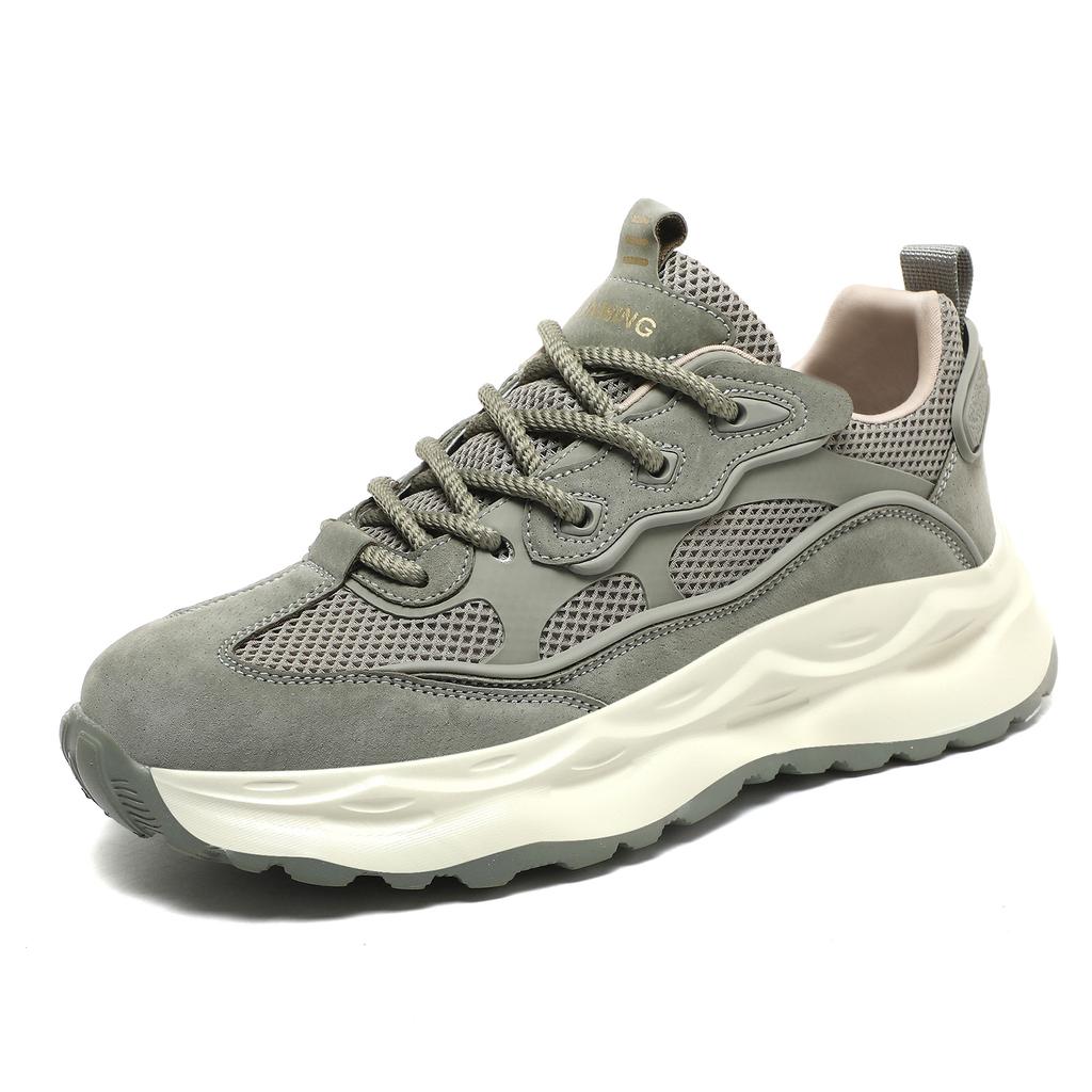 New Men's Shoes with Breathable and Comfortable Mesh Casual Sports Shoes Teenagers Retro Thick Soled Height Increasing Shoes